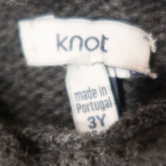 KNOT kids poncho cape wool knit cashmere grey pull on hood cable formal preppy 3 - Picture 5 of 8